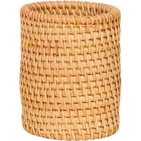Handgeflochtener Stiftehalter aus Rattan, Becherhalter, Aufbewahrungskorb für Make-up-Pinsel, Küchenutensilien-Organizer, Tischdekoration (1/5)