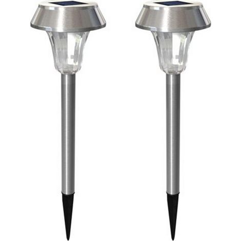 Lampioncino segnapassi Led 0,08W Argento con pannello solare IP44 Bianco freddo 6500K con sensore crepuscolare Confezione 2pz Aigostar (1/4)