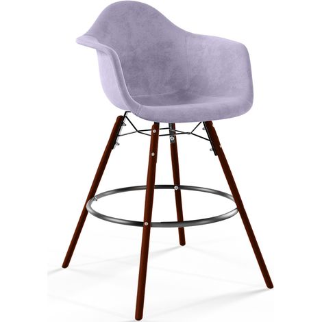 Barhocker aus Samt - Skandinavisches Design und Dunkle Holzbeine - Nordika Pastelllila (1/5)