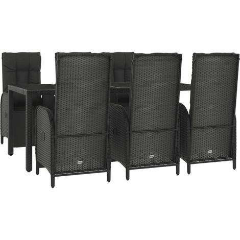 Juego de comedor muebles de jardín muebles de exterior y cojines 7 piezas resina tejida negra 020014465 (1/5)