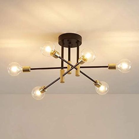 COMELY Industrial Ceiling Light, Ceiling Lamp, Industrial Chandelier E27, 6-Light Pendant Light Fixture for Bedroom Living Room (Bulb Not Included)