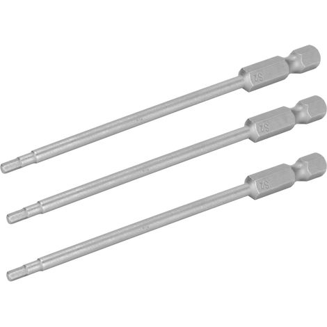 Lot de 10 embouts de tournevis magnétiques de 2,5 mm en acier allié, tige hexagonale de 6,35 mm (1/4 pouce). (1/5)