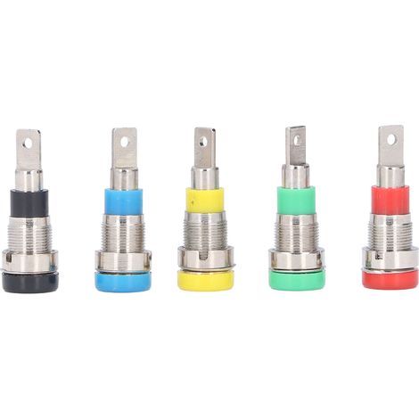Connecteur de panneau à fiche banane, prise banane 4 mm, bornes en cuivre pur (rouge, noir, jaune, bleu, vert) (1/5)