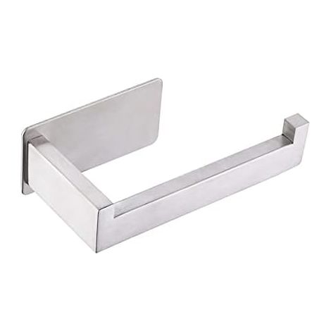 Porte Papier Toilette, Adhesif Porte Rouleau Papier Toilette, Acier INOX SUS 304 Dérouleur Papier WC(argenté brossé) (1/5)