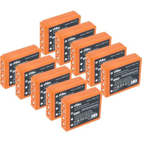 vhbw 10x Batterie compatible avec HBC Radiomatic Vector Pro opérateur télécommande industrielle (2000mAh, 3,6V, NiMH)