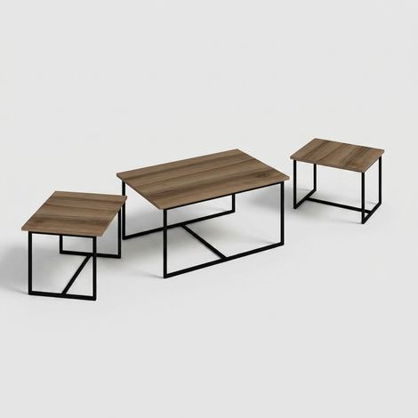Set 3 Beistelltische aus Metall und Holz Levada (1/5)