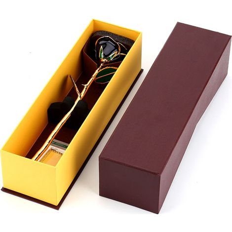 24-karätige Goldrose mit langem Stiel, verziert mit Blattgold, Liebesgeschenk für sie (1/5)