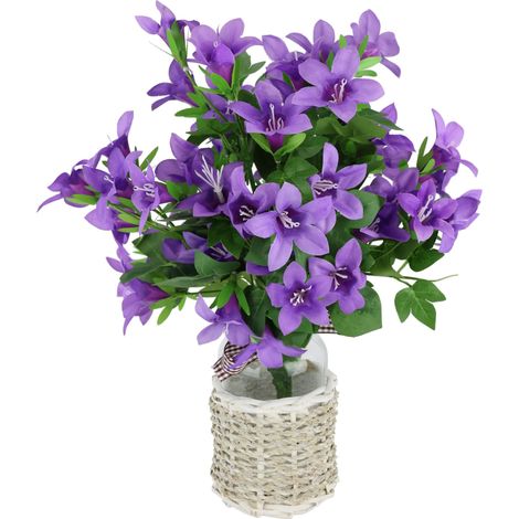 Bouquet de campanules dans Un Vase de 36 cm - Fleurs d'étoiles artificielles - Décoration de Table - Fleurs décoratives de Mariage - Bouquet de Fleurs artificielles - Lys Lilas (1/3)