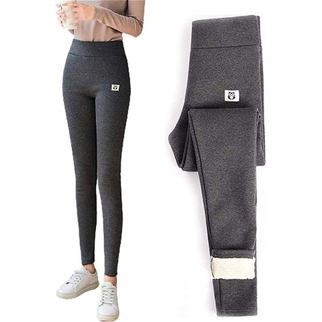 Leggings en laine de cachemire épais pour femmes, coupe-vent, pantalons élastiques chauds, collants doublés en polaire, hiver (1/5)