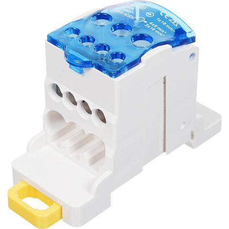 1 Bloc de Bornier à Vis 6 Positions avec Couvercle Boîtier de Dérivation Boîtier de Connexion Bornier Rail Din Répartiteur de Fil Connecteur Armoire UKK80A
