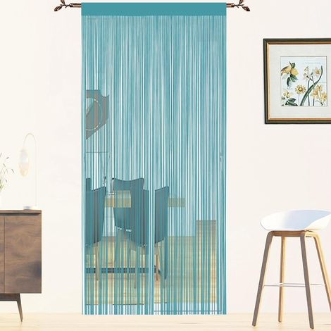 Rideau Anti Mouches pour Porte Extérieur - Moustiquaire Fil pour Fenêtre - Cloison De Séparation De Pièces (Bleu, 90 x 200 cm) (1/5)