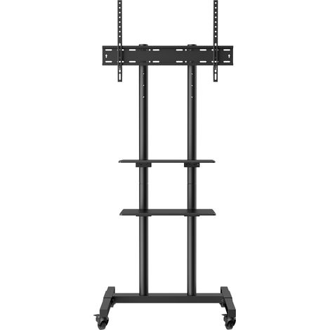 Mophorn Soporte móvil para TV, soporte de altura ajustable para televisores de 32 a 70 pulgadas, soporte para TV con ruedas, bandeja doble para dispositivos AV, soporte de TV portátil para dormitorio (1/5)