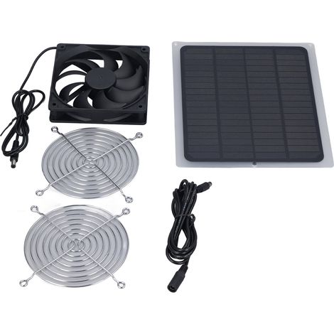 Jeffergarden 6W Solarpanel-Ventilator mit Schutznetz, wasserdichter Gewächshaus-Hühnerstall für den Außenbereich (1/5)