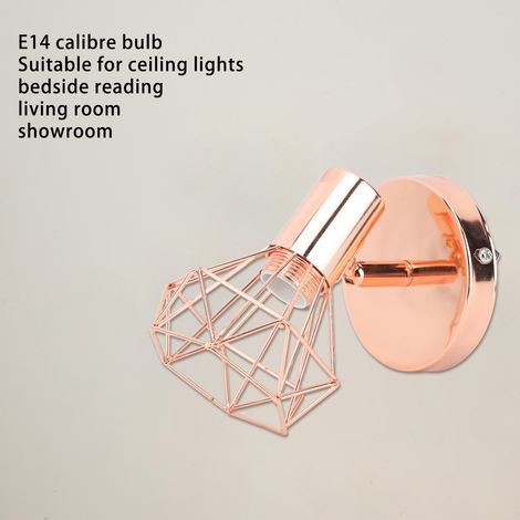 Applique murale pivotante E14 avec abat-jour cage rotatif 350° en fer couleur rose gold (1/5)