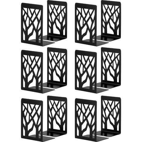 Serre-Livres pour étagères, Serre-Livres pour Livres Lourds, Support pour Livres décoratifs pour la Maison, Serre-Livres en métal Noir 6 Paires (1/5)