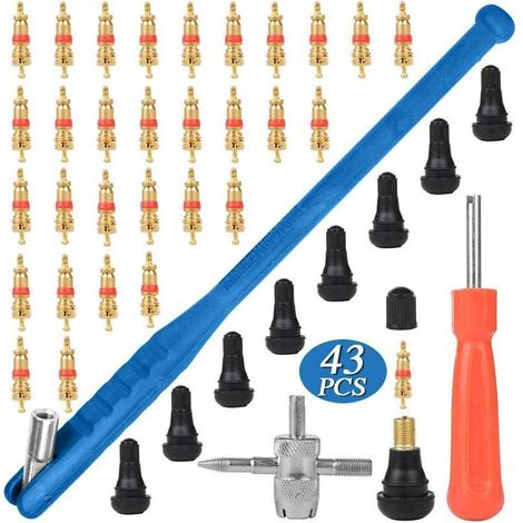 43pcs Kit Outil de Tire Repair, 30pcs Valve Core, 10pcs Voiture Valve de Pneu, pour Kit Outil de Installation Réparation de Valve de Pneu
