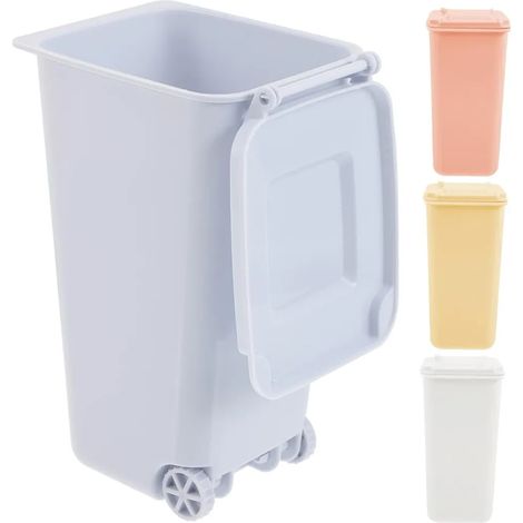 Ensemble de 4 mini-poubelles, mini-conteneurs à déchets, poubelles en plastique, poubelle de bureau, poubelle de chambre, mini-poubelle avec couvercle, poubelle de cuisine, poubelle pratique (1/5)
