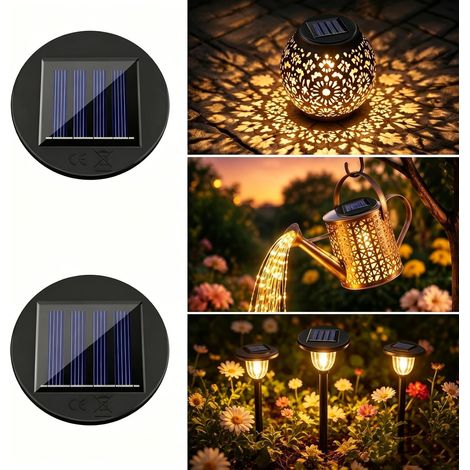 Lampe Solaire de Rechange pour Lantern(Diamètre Supérieur 8 cm, Inférieur 7,3 cm),Jardin Kit de Remplacement de Lampe Solaire Exterieur à LED pour Lustre d'extérieur DIY,Blanc Chaud, 2 pcs (1/5)