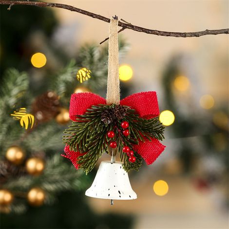Clochette De Noël - En Métal Avec Nœud Papillon - Décoration Pour Arbre De Noël - Lot De 1 Pièce (1/4)