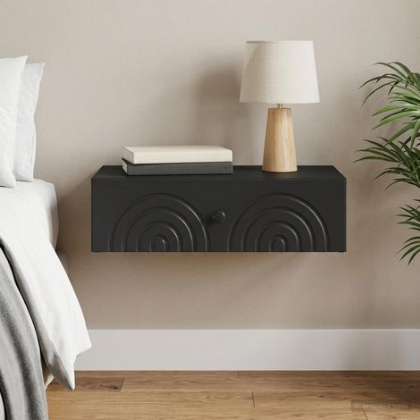vidaXL Mesa Lateral Montada en la Pared 59 x 34,5 x 17 cm Negro (1/5)
