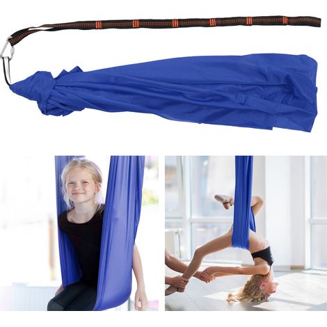 Hamac Enfant Polyester Élastique Confortable - Hamac Sensoriel Aérien Yoga pour Intérieur et Extérieur Bleu