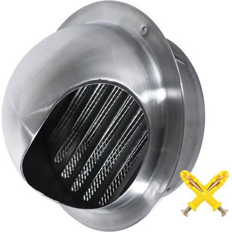 Grille d'aération murale de cuisine, hotte murale ronde de 160 mm de diamètre, argentée (1/5)