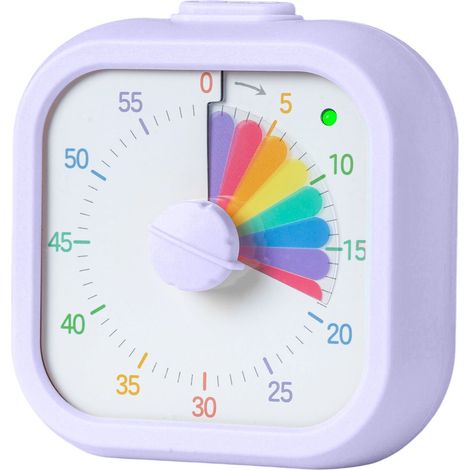 Timer visivo Relaxdays, silenzioso per bambini, allarme visivo, conta alla rovescia 60 min, arcobaleno, Pomodoro, viola (1/5)