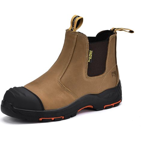 Stivali da lavoro S3 M-8025NB per uomo e donna, realizzati in pelle impermeabile e traspirante, con solette leggere e confortevoli, cuciture composite SB e piastra antiperforazione. (1/5)