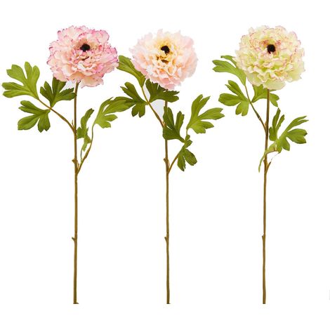 Fiore artificiale Ranuncolo Rex h 60 cm effetto realistico con stelo verdi -Ranuncolo Rex Frastagliato