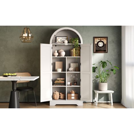 MEUBLIV Aparador alto 105 x 40 x 180 cm blanco – LED, enchufes integrados (1/5)