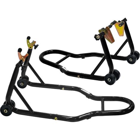 Supporto moto anteriore/posteriore regolabile in acciaio nero, 200 kg, FloraGrace (1/5)