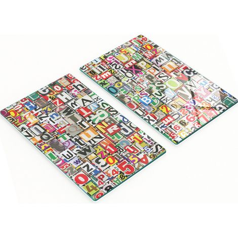 Tablero decorativo multifuncional de vidrio templado con letras para collage, 2x30x52 cm