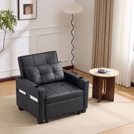 Fauteuil convertible 3-en-1 avec usb et porte-gobelets, canapé-lit 1 place gain de place (1/5)