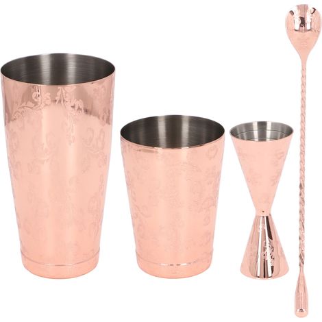 Vintage Boston Cocktailshaker-Set aus Edelstahl 304 mit Tee-Ei – 4-teiliges Set (1/5)