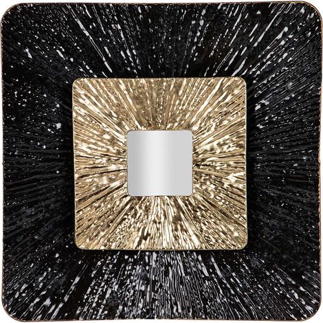 Metall Wanddekoration Schwarz Gold Spiegel 53X7X53 Cm (1/5)
