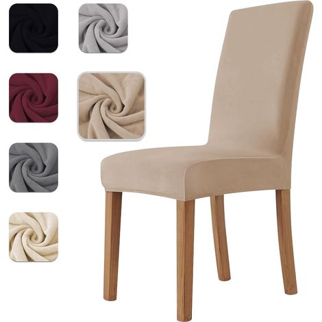 Housse de Chaise 4 pièces in Velours Extensible,Housse Chaise Salle à Manger Universel Cuisine Salon Extrêmement Doux Confortable (1/5)