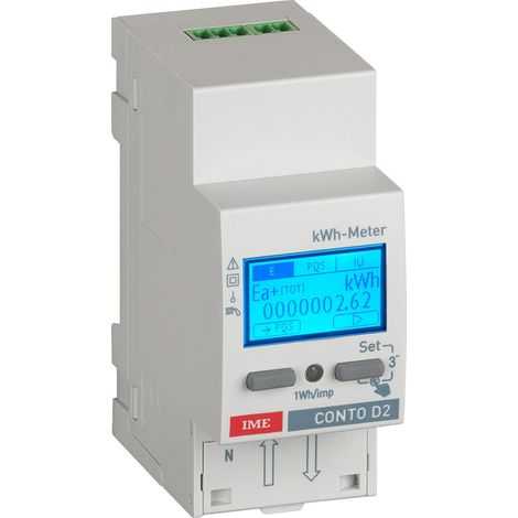 Contatore di energia attiva multifunzione monofase 63A 230V con display per guida DIN CONTO D2 IME CE2DF30PCL1