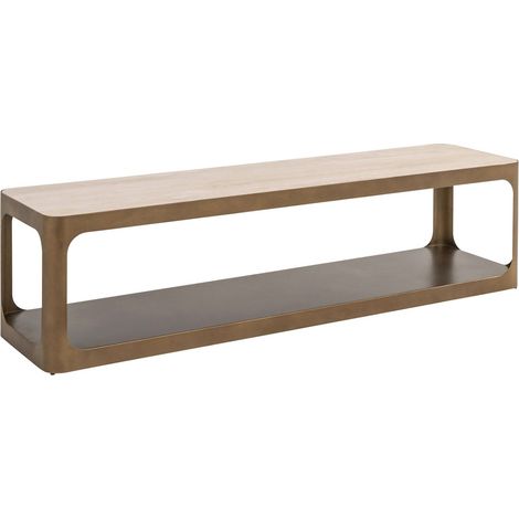 Meuble TV design sable plateau réversible verre ou céramique - sable doré chaleureux (1/5)