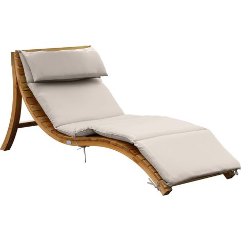 Axi Salina Chaise Longue De Jardin En Bois, Beige  Transat Avec Pare-Soleil Amovible & Coussin Pour L'Extérieur  Bain De Soleil Individuelle Avec Toit Solaire Résistant Aux Intempéries
