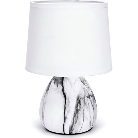 Lampe décorative avec base en céramique effet marbre, douille E14, style nordique et moderne.