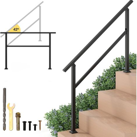 Rampe descalier exterieure reglable en metal capacite de charge de 150 kg