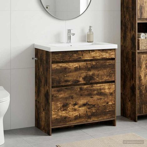 vidaXL Meuble sous lavabo de salle de bain Chêne fumé