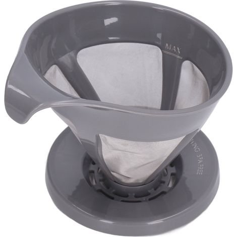 Filtre à Café en Acier Inoxydable, Type Funnel à Grain Fin pour Machine à Café et Méthode Manuelle, Filtre à Poudre Gris