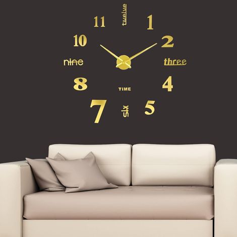 Reloj de pared de diseño moderno - Reloj de pared de 60 cm a 120 cm - Silencioso, ideal para decoración del hogar, la oficina o el hotel (dorado)