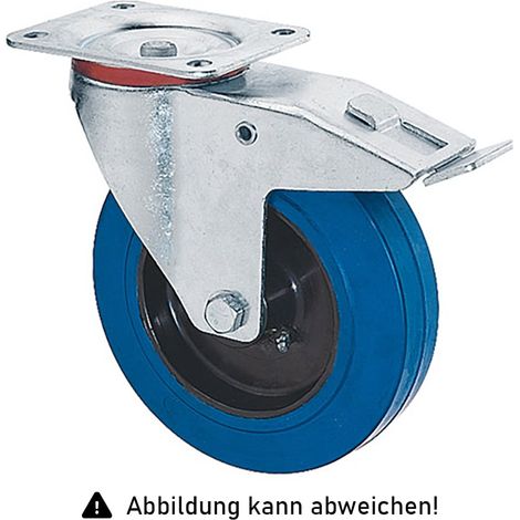 Rollcart Elastik-Lenkrolle mit Doppelstop Ø125x32mm in blau 150kg Tragkraft mit Kunststoff-Felge
