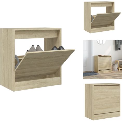 Armoire à chaussures chêne sonoma 60x34x63,5 cm bois ingénierie - Meuble Chaussure - Rangements Chaussures - Armoire Chaussures - Meuble Entrée - Rangement Intérieur (1/5)