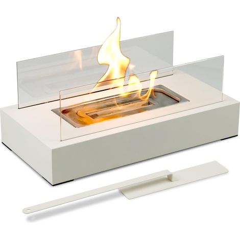 Cheminée de table pour balcon, décoration, intérieur et extérieur, ambiance feu de camp, Blanc (1/5)