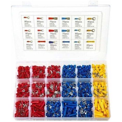 Cosses Electriques 1200 Pcs Connecteurs, Cosse Electrique Assortiment Connecteurs Isoées sertissage
