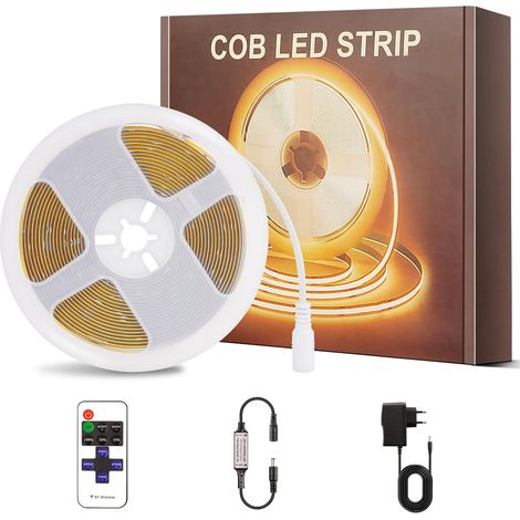 Ruban LED COB 4M, 24V Bande LED Blanc Chaud 2700K, 320LED/M avec RF Télécommande, Bandeau Lumineuse LED Flexible pour Chambre, TV Rétroéclairage, Éclairage Maison DIY (1/5)