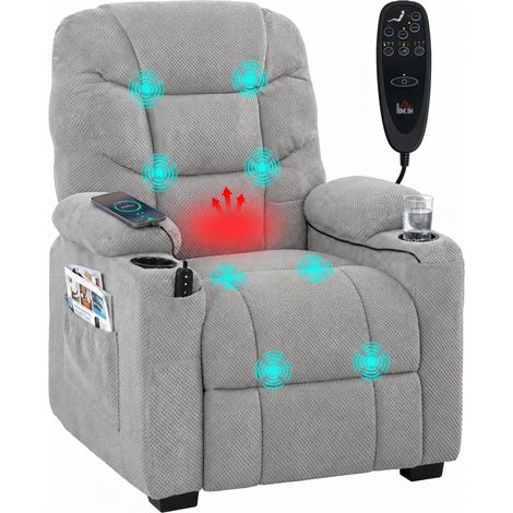 HOMCOM Electric Massage Recliner Armchair with Heat, Reclining Chair, Grey (1/5)